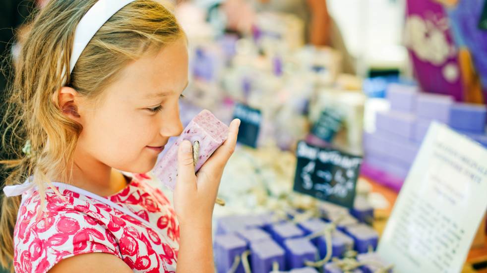 Free events in June girl sniffing soap bar